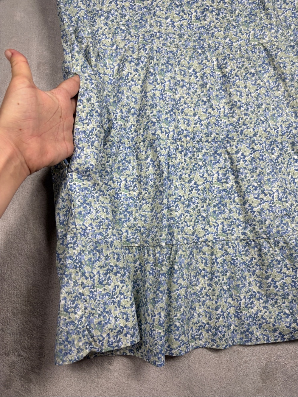 Abercrombie & Fitch Floral Short Puff Sleeve Green Blue White Mini Dress Small - Picture 7 of 16